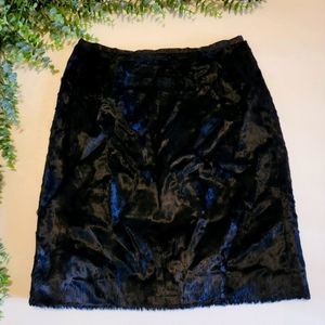 Y2k Barami Fuzzy Black A-line Skirt